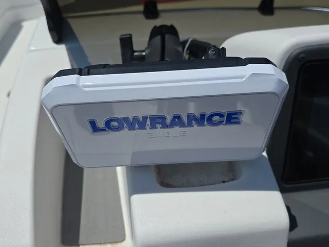 Slide: The Image of A Lowrance Eagle device is mounted on a boat. - 19