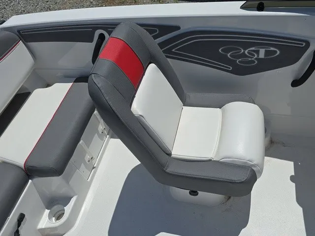 Slide: The Image of Interior of a 2026 Tahoe T21 with gray and red accents. - 24