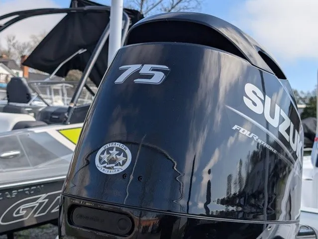 Slide: The Image of Suzuki 75 HP outboard motor on a 2025 ALK2 Powerboats 17 HS. - 12