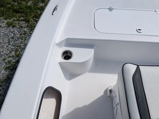 Slide: The Image of The image shows the deck of a 2025 ALK2 Powerboats 17 HS with seating and storage. - 29