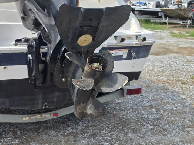 Slide: The Image of Close-up of a boat propeller on a 2021 Hurricane SunDeck Sport 192 RL OB. - 11
