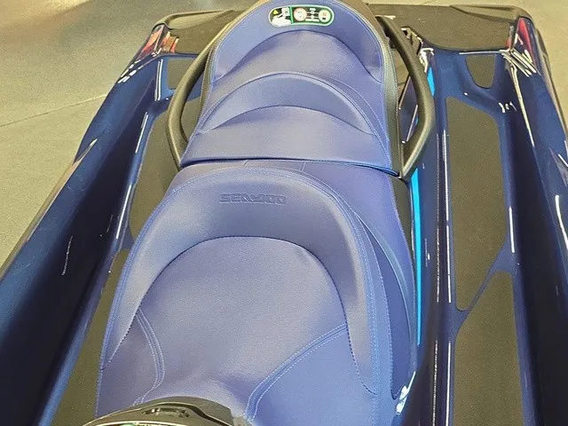 Slide: The Image of A 2026 Sea-Doo GTX 170 jet ski with a blue seat and sleek design. - 19