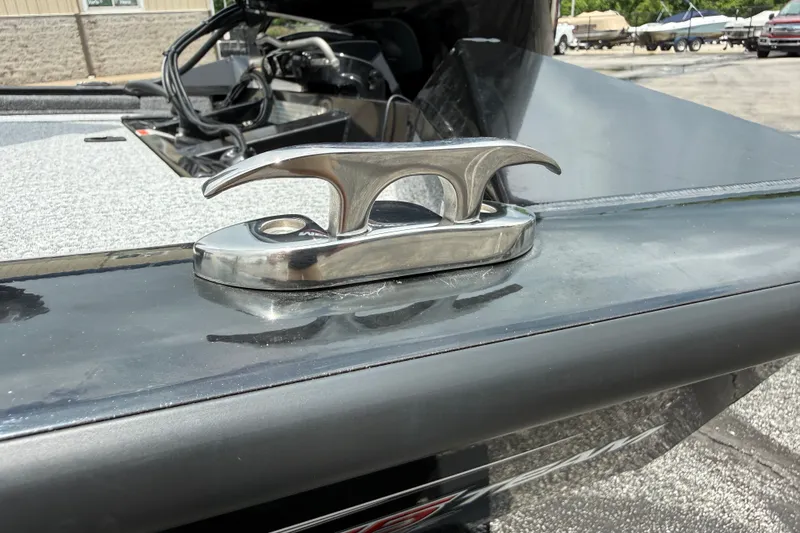 Slide: The Image of 2024 Tracker Pro Team 175 TF boat cleat on deck, close-up view. - 17