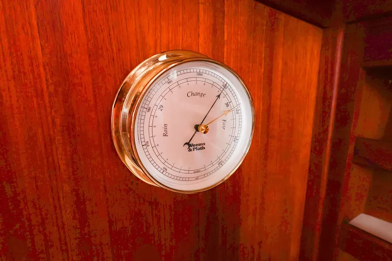 Slide: The Image of Barometer on 1988 Tartan 34-2 yacht, mounted on polished wooden panel. - 43