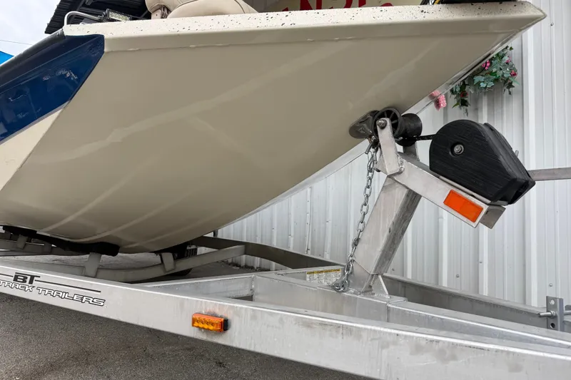 Slide: The Image of 2016 Xpress H18 Bay boat on trailer, close-up of bow and winch. - 19