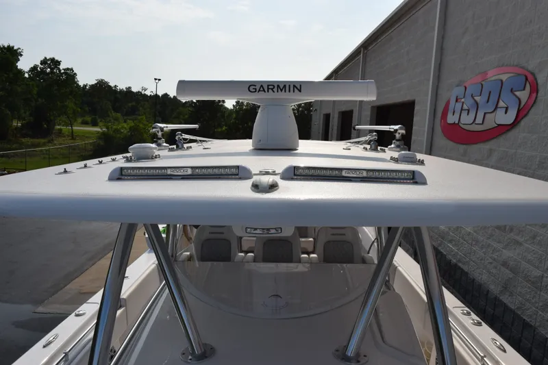 Slide: The Image of 2027 Contender 44 ST boat with Garmin radar and LED lights at GSPS dealership. - 18