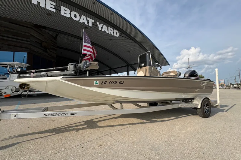 Slide: The Image of 2019 Excel 203 Bay Pro boat on trailer at The Boat Yard. - 1