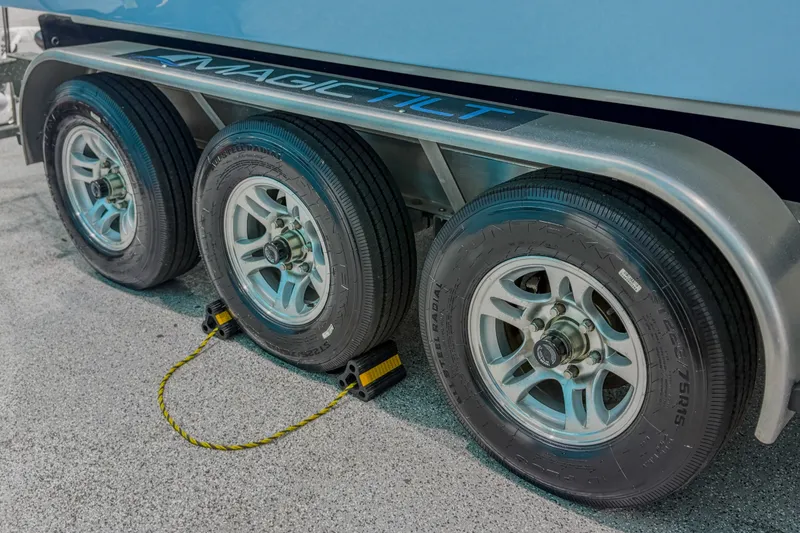Slide: The Image of Triple-axle trailer with chocks for 2022 Sea Fox 288 Commander boat. - 19
