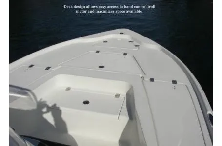 Slide: The Image of The deck design allows easy access to hand control troll motor and maximizes space available. - 7