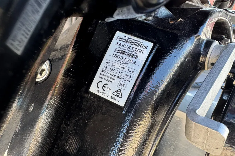 Slide: The Image of Label on Mercury Marine engine, Alumacraft Summit 165, 2020 model. - 3