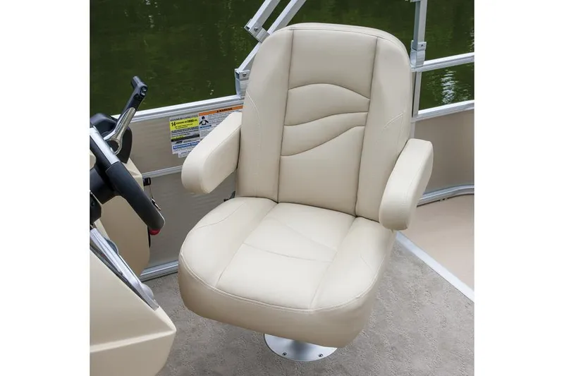 Slide: The Image of Manufacturer Provided Image: Beige captain's chair on a 2015 Sweetwater 2286 pontoon boat. - 2