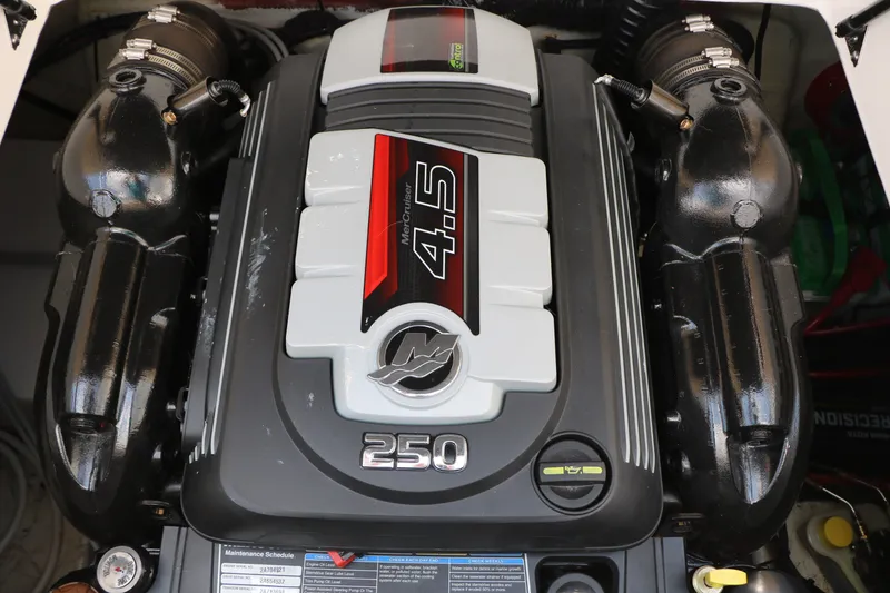 Slide: The Image of Engine of 2022 Hurricane SunDeck Sport 201 IO boat, featuring MerCruiser 4.5L 250 HP. - 28