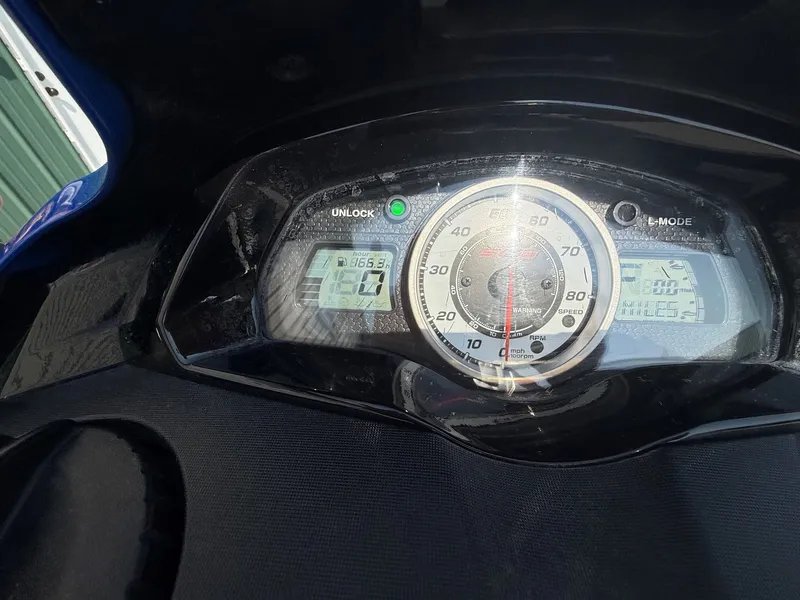Slide: The Image of Close-up of a 2016 Yamaha WaveRunner FX Cruiser SVHO dashboard with speedometer and digital displays. - 8