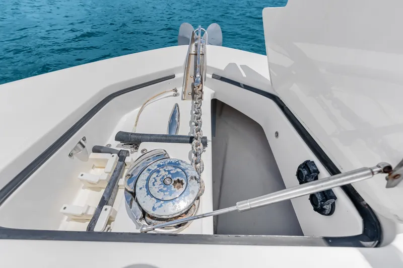 Slide: The Image of Anchor compartment of 2020 HCB 53 Suenos boat with chain and winch. - 34