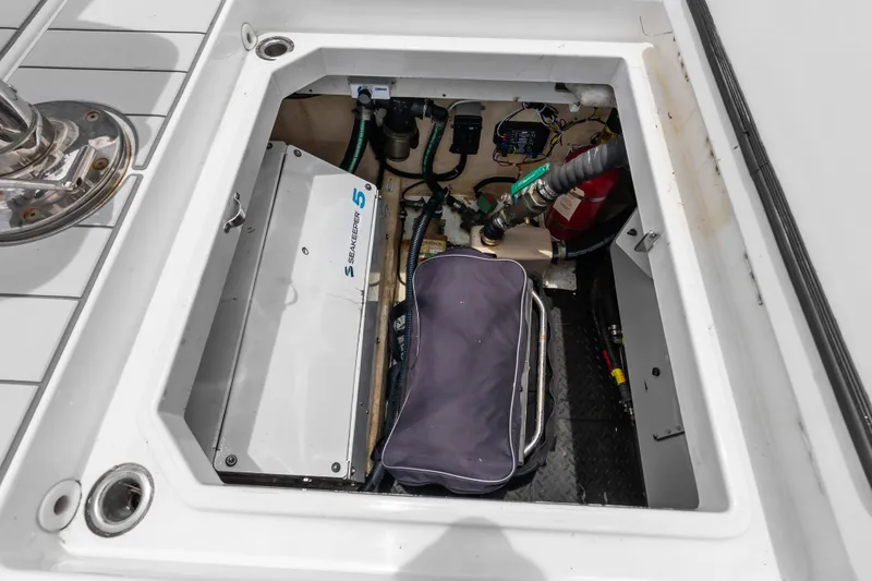 Slide: The Image of Engine compartment of 2020 HCB 53 Suenos boat with Seakeeper 5 stabilizer. - 76
