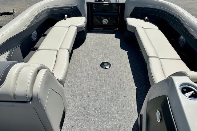 Slide: The Image of 2026 Barletta Cabrio 24U boat interior with spacious seating and modern design. - 9