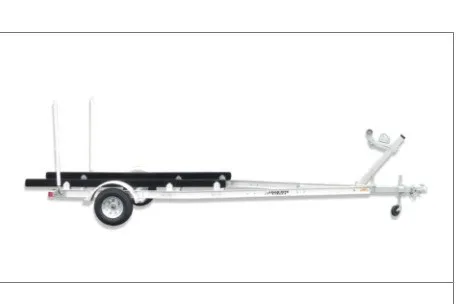 The Image of A Load Rite boat trailer with a sturdy frame and single wheel. Suitable for skiffs. - 1