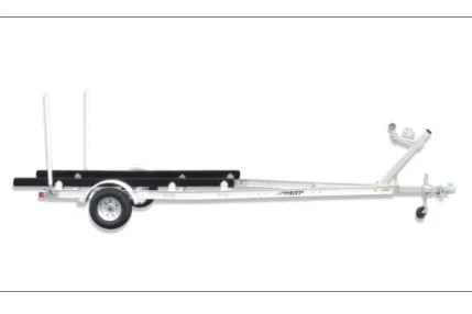 The Image of A Load Rite skiff trailer with a sturdy frame and single wheel, suitable for small boats. - 1