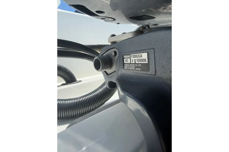 Slide: The Image of Close-up of Yamaha engine part on 2019 Invincible 36 Open Fisherman boat. - 69