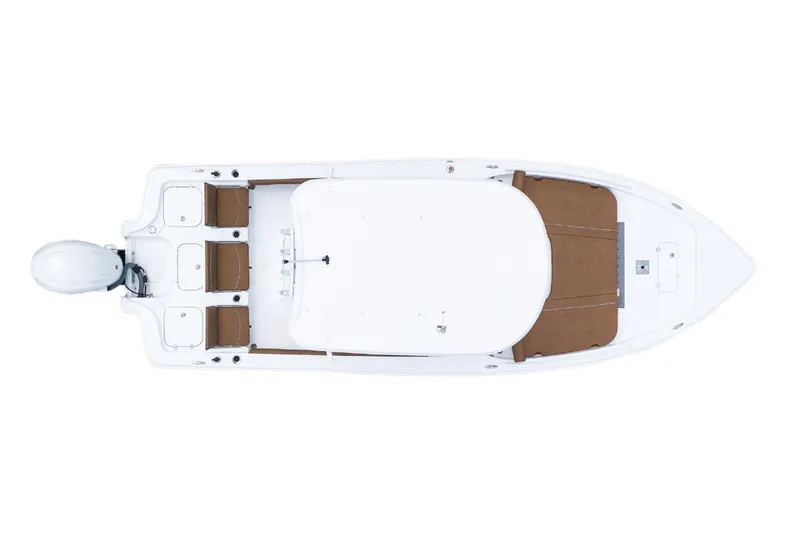 Slide: The Image of Manufacturer Provided Image: Top view of 2026 Sea Hunt BX 25 FS boat with brown seating and white exterior. - 30