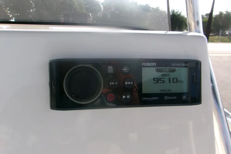 Slide: The Image of Fusion marine stereo on 2022 Key West 189 FS boat dashboard. - 16