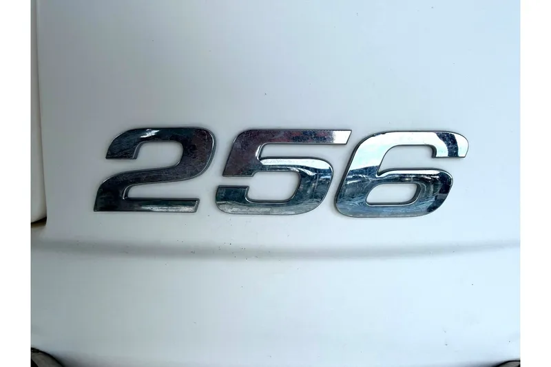 Slide: The Image of Chrome '256' emblem on 2008 Chaparral 256 SSi boat. - 63