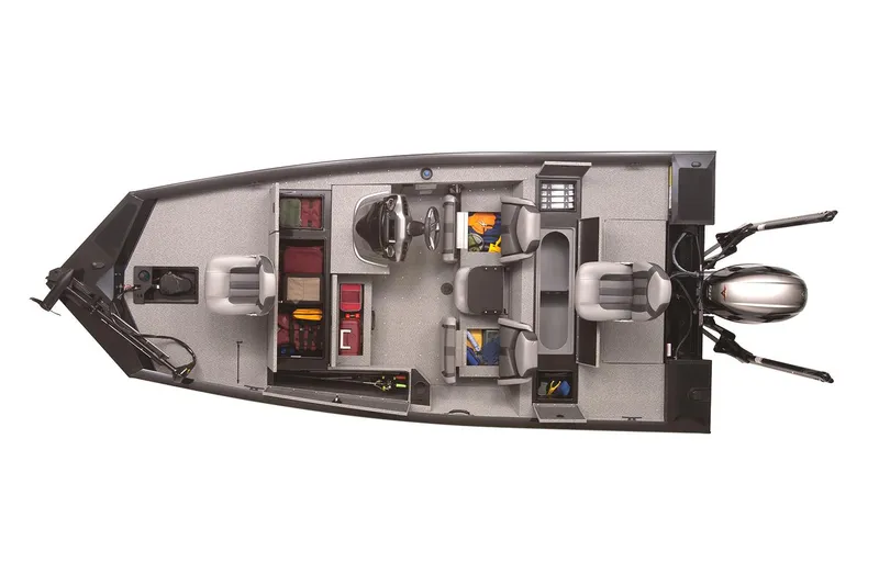 Slide: The Image of Manufacturer Provided Image: Top view of a 2020 G3 Sportsman 1710 fishing boat interior layout. - 14