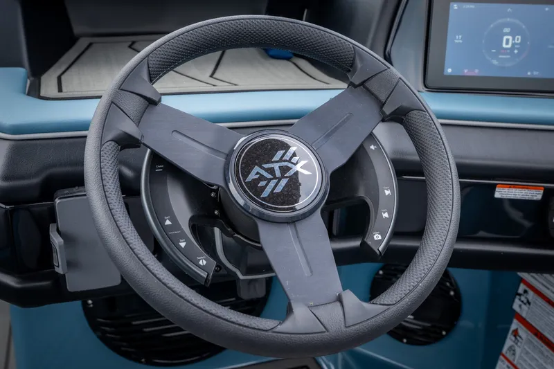 Slide: The Image of Steering wheel of 2026 ATX Surf Boats 22 Type-S with dashboard display. - 14