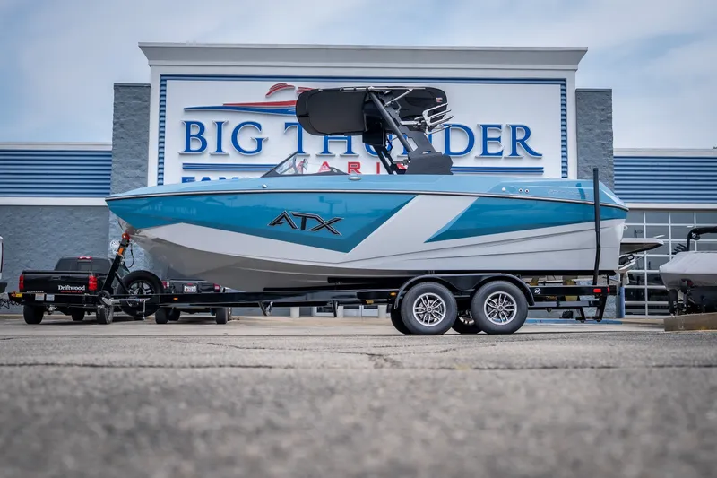 The Image of 2026 ATX Surf Boats 22 Type-S on trailer at Big Thunder Marine dealership. - 1