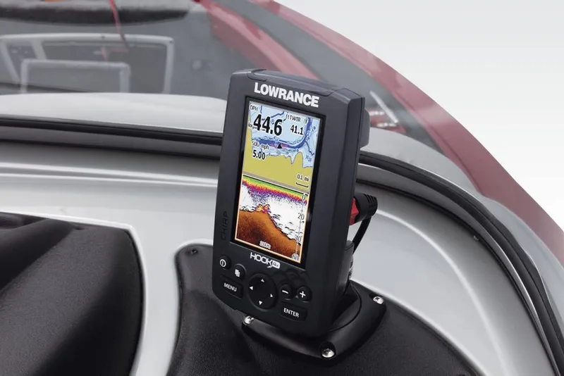 Slide: The Image of Lowrance fish finder on a Tracker Targa V-18 Combo boat. - 33