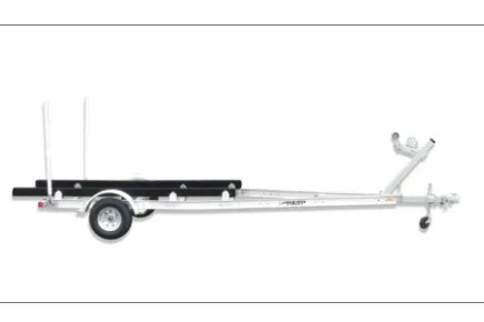 The Image of A Load Rite skiff trailer with a sturdy frame and a wheel, suitable for boat transport. - 1