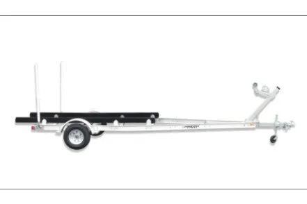 The Image of A Load Rite skiff trailer with a sturdy frame and a wheel, suitable for boat hauling. - 1