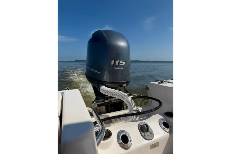 Slide: The Image of Tidewater 1910 Bay Max 2022 boat with Yamaha 115 engine on open water. - 30