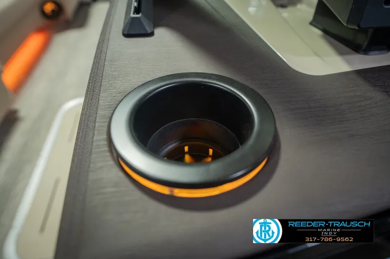 Slide: The Image of Illuminated cup holder on 2026 Bennington 24 MSB boat console. - 52