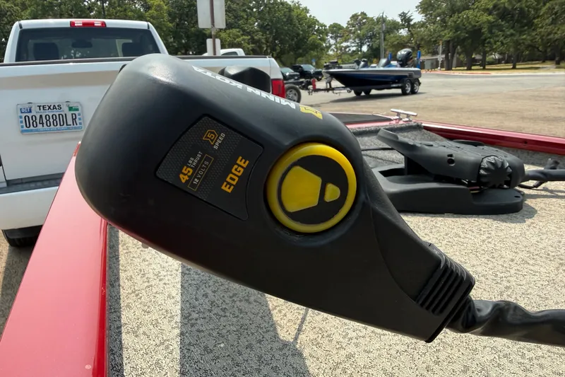Slide: The Image of Close-up of a Minn Kota Edge trolling motor on a 2020 Tracker Pro 160 boat. - 21