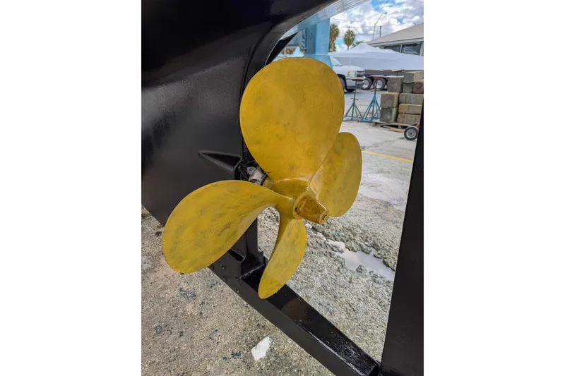 Slide: The Image of Close-up of a 2008 Krogen 48 North Sea boat propeller. - 69