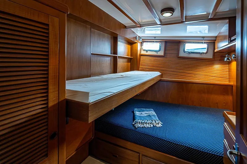 Slide: The Image of Luxurious wooden cabin interior of 2008 Krogen 48 North Sea yacht with bunk beds. - 41