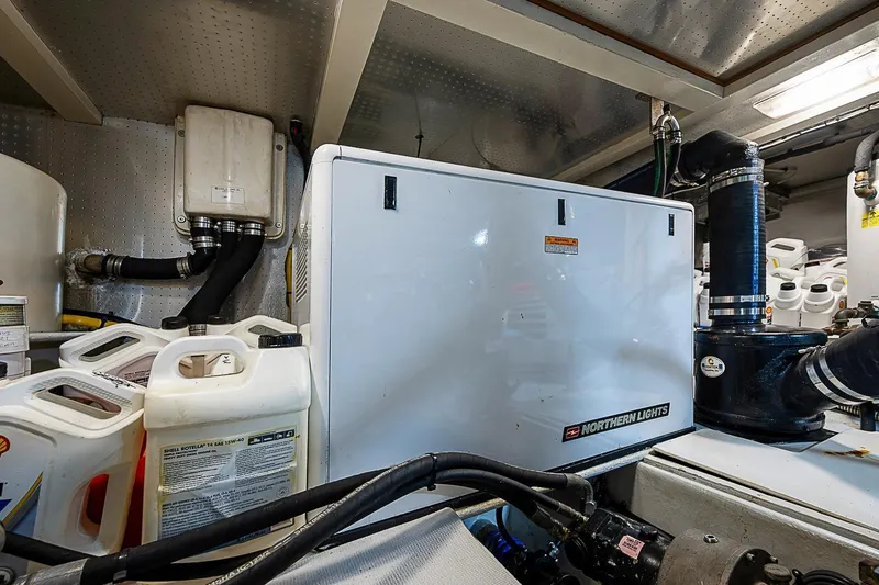 Slide: The Image of Engine room of 2008 Krogen 48 North Sea yacht with Northern Lights generator. - 61