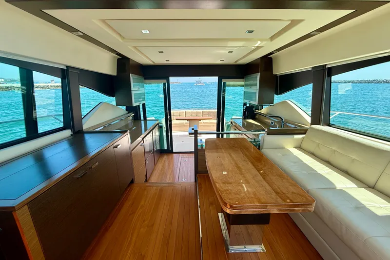 Slide: The Image of Luxurious interior of 2015 Tiara Yachts 50 Coupe with ocean view. - 14