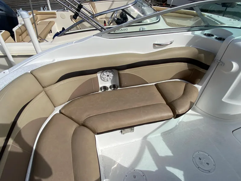 Slide: The Image of 2019 Hurricane SD2200 boat with tan and beige seating in the bow area. - 9