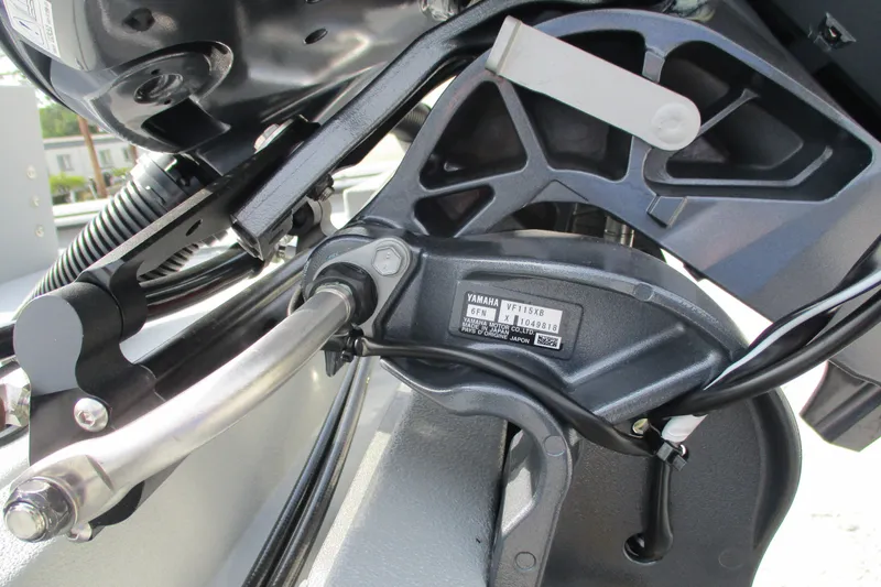 Slide: The Image of Close-up of a 2027 Avid 20 Rogue CC boat engine component. - 12
