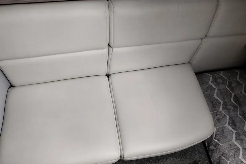 Slide: The Image of 2020 Formula 350 Crossover Bowrider interior seating with light gray upholstery. - 51