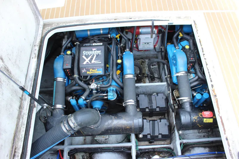 Slide: The Image of Engine compartment of a 1997 Silverton 351 Sedan with Crusader XL fuel injection system. - 65