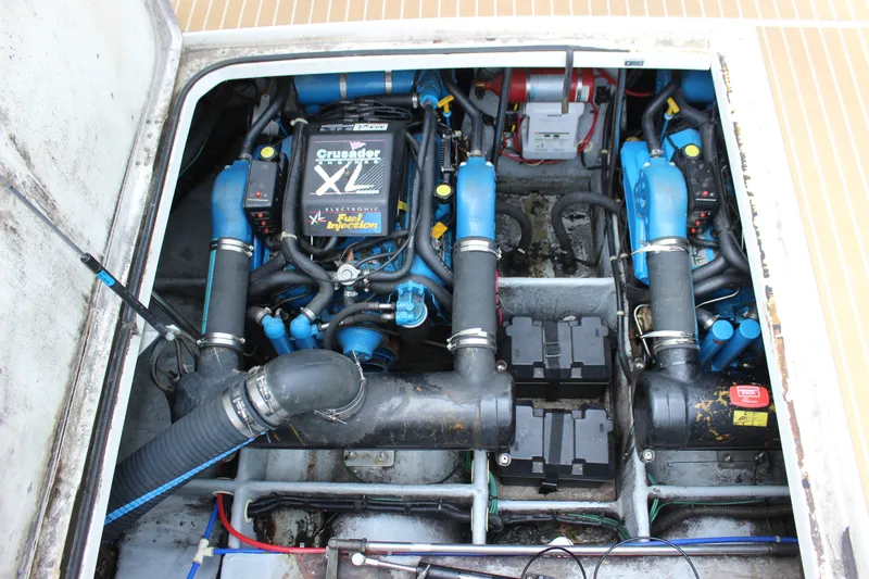 Slide: The Image of Engine compartment of a 1997 Silverton 351 Sedan with Crusader XL engines. - 68