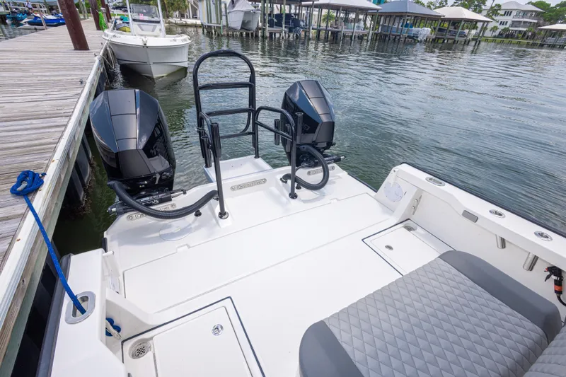 Slide: The Image of Calcutta 263 boat docked, featuring dual engines and spacious seating, 2026 model. - 30