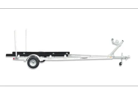 The Image of A Load Rite skiff trailer with a sturdy frame and a wheel, suitable for boat transport. - 1