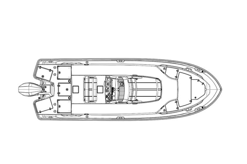 Slide: The Image of Manufacturer Provided Image: Top view schematic of 2026 Boston Whaler 250 Dauntless boat layout. - 10