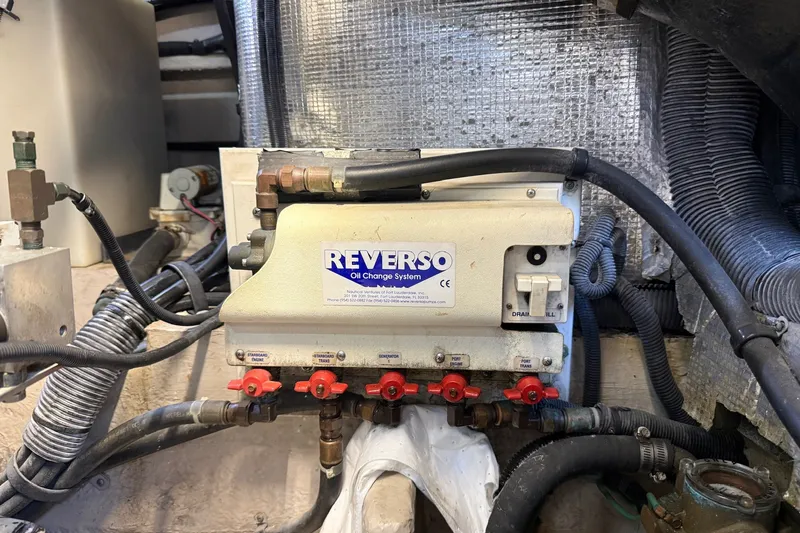 Slide: The Image of Reverso oil change system in 2002 Sea Ray 560 Sedan Bridge engine room. - 109