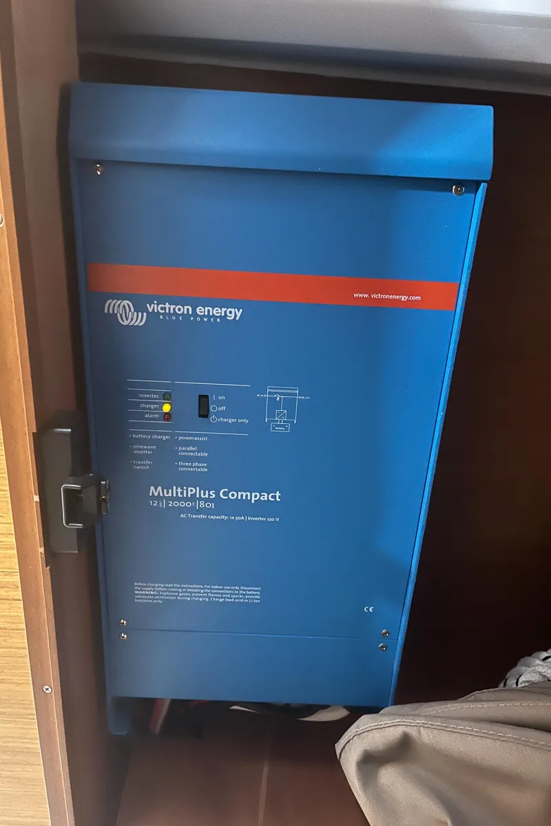 Slide: The Image of A Victron Energy MultiPlus Compact inverter inside a 2019 Jeanneau Sun Odyssey 349. - 23