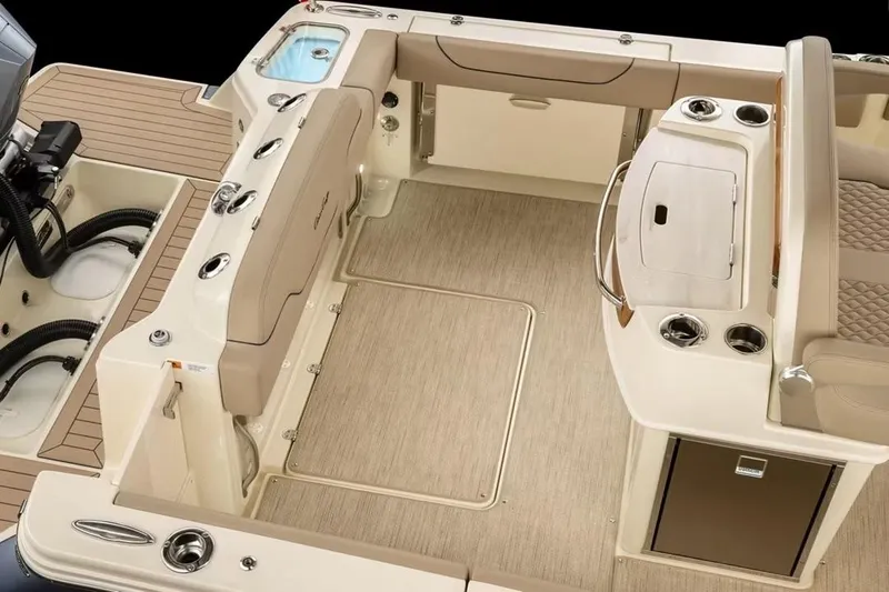 Slide: The Image of Manufacturer Provided Image: 2026 Chris-Craft Catalina 28 boat interior with seating and storage compartments. - 10